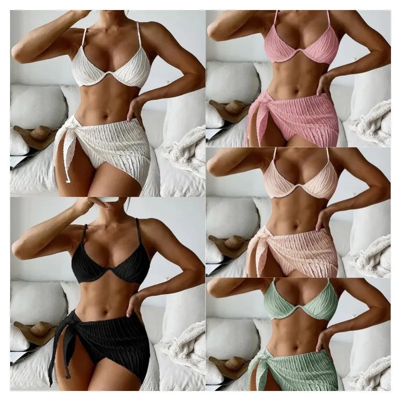 2026 3pcs Bikini Set Glistening Swimsuit Bikini