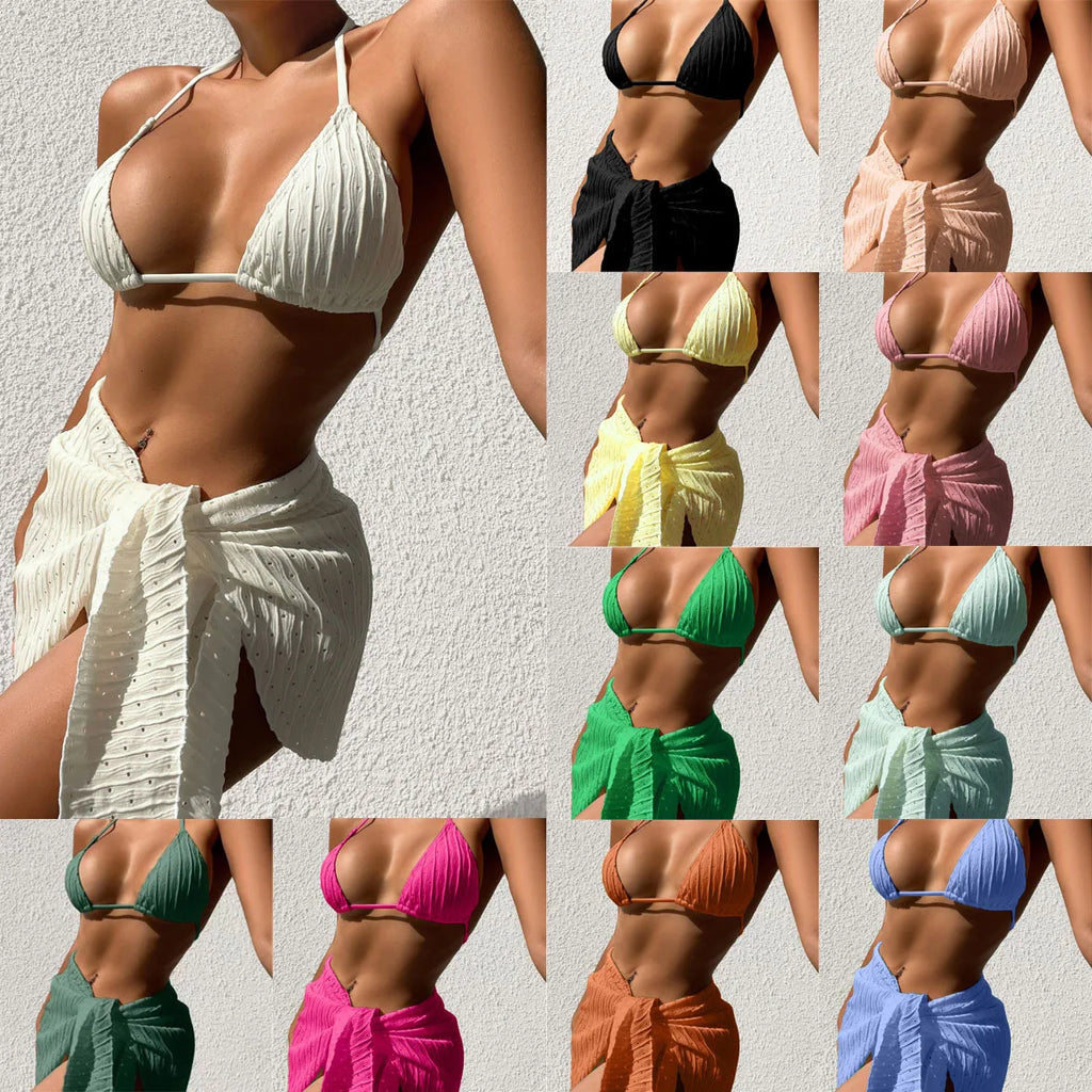 2026 3pcs Bikini Set Glistening Swimsuit Bikini