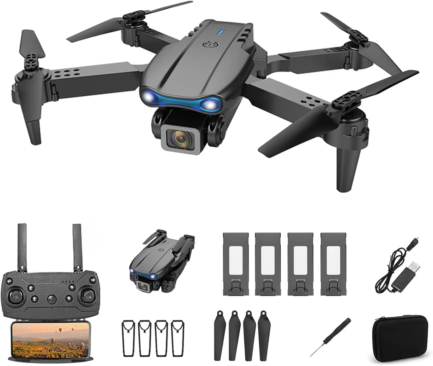 Drones Camera 4K E88 Wide Angle, 1080P Hd Camera,