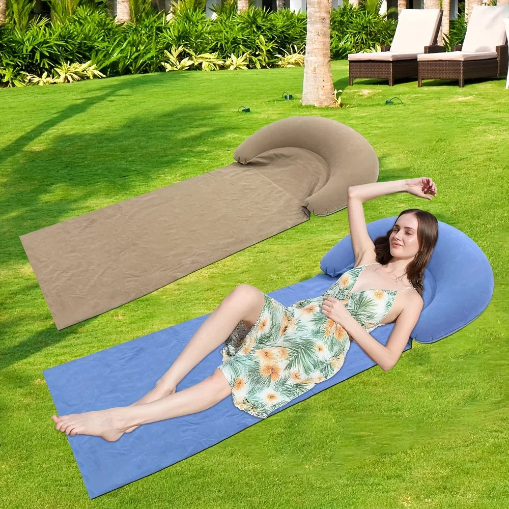 Beach Mat with Inflatable Headrest, Outdoor Mat,