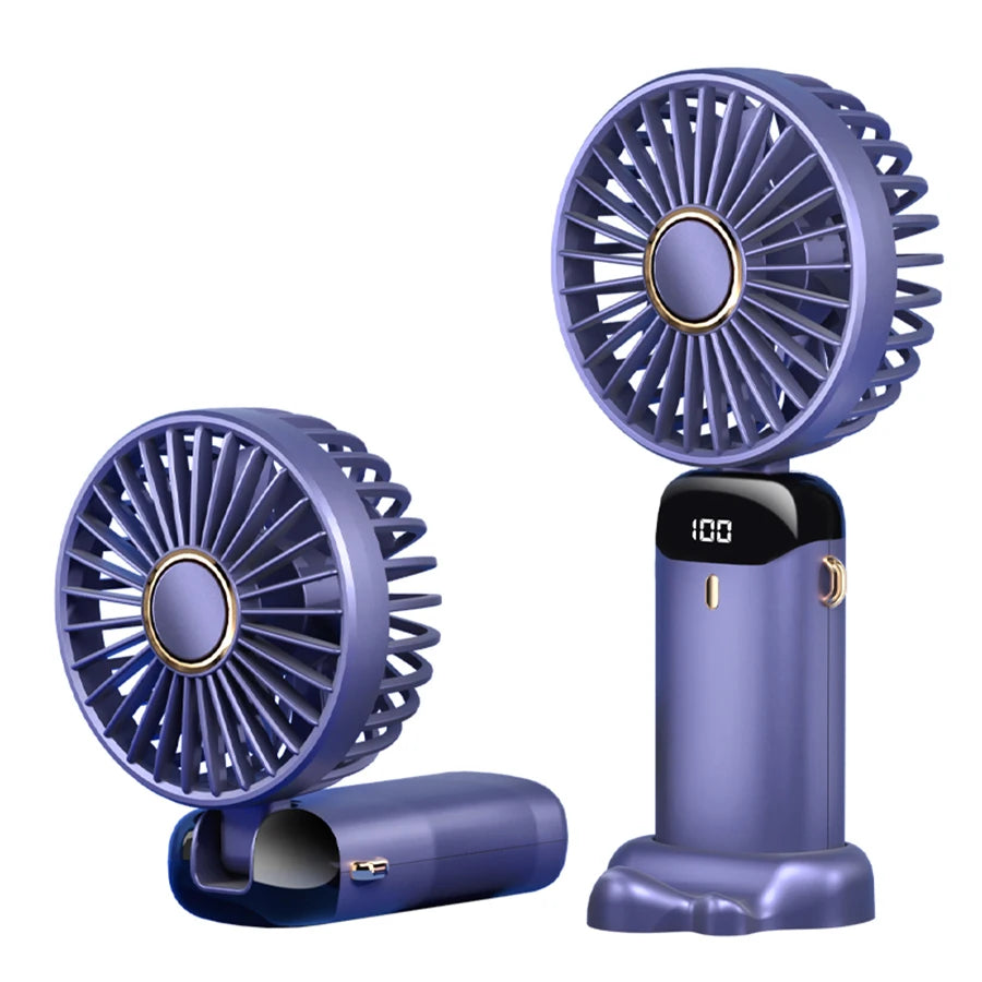 Portable Handheld Neck Fan, 5 Speeds, LED Display,