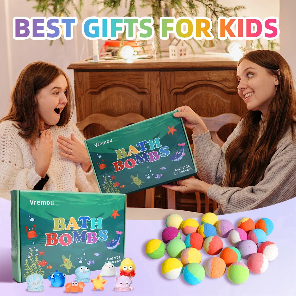 Bath Bombs for Kids with Surprise Inside, 24 Pack Kids Bath