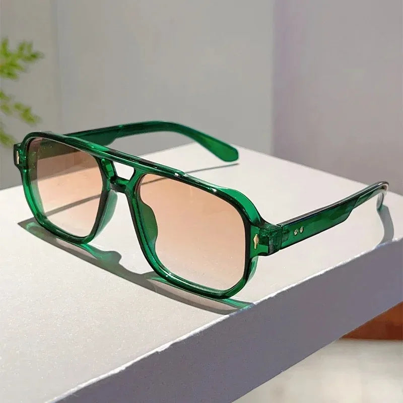 Vintage Double Bridges Men Square Sunglasses