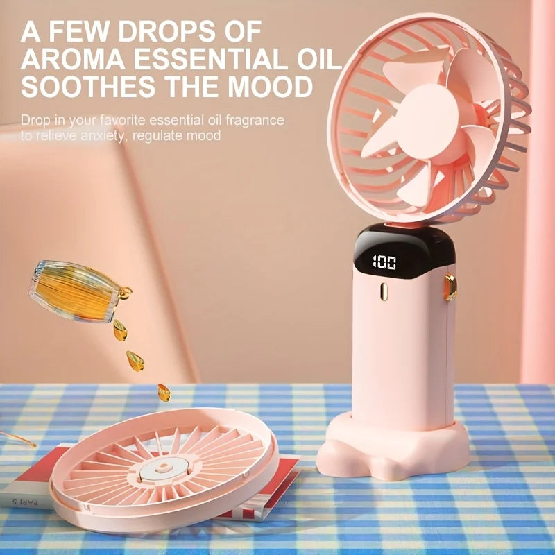 Portable Handheld Neck Fan, 5 Speeds, LED Display,