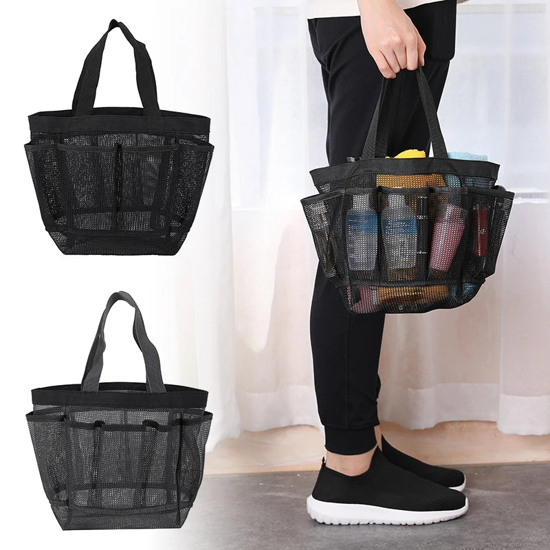 Mesh Beach Bags Tote Bag with 8 Pockets Waterproof