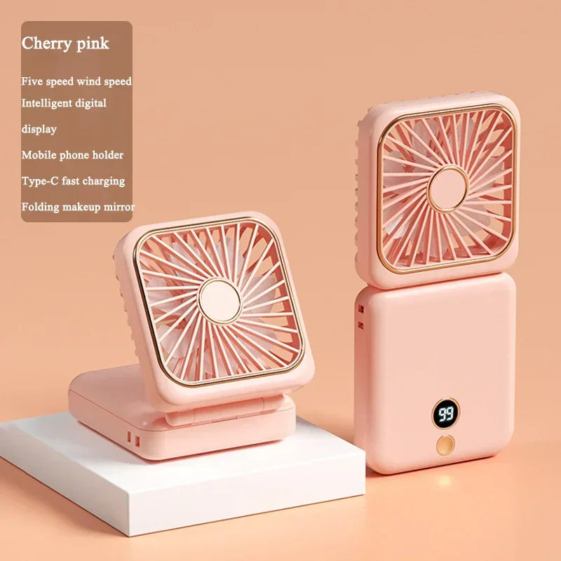 Portable Neck Fan Foldable Mini Handheld Fan with Power Bank USB