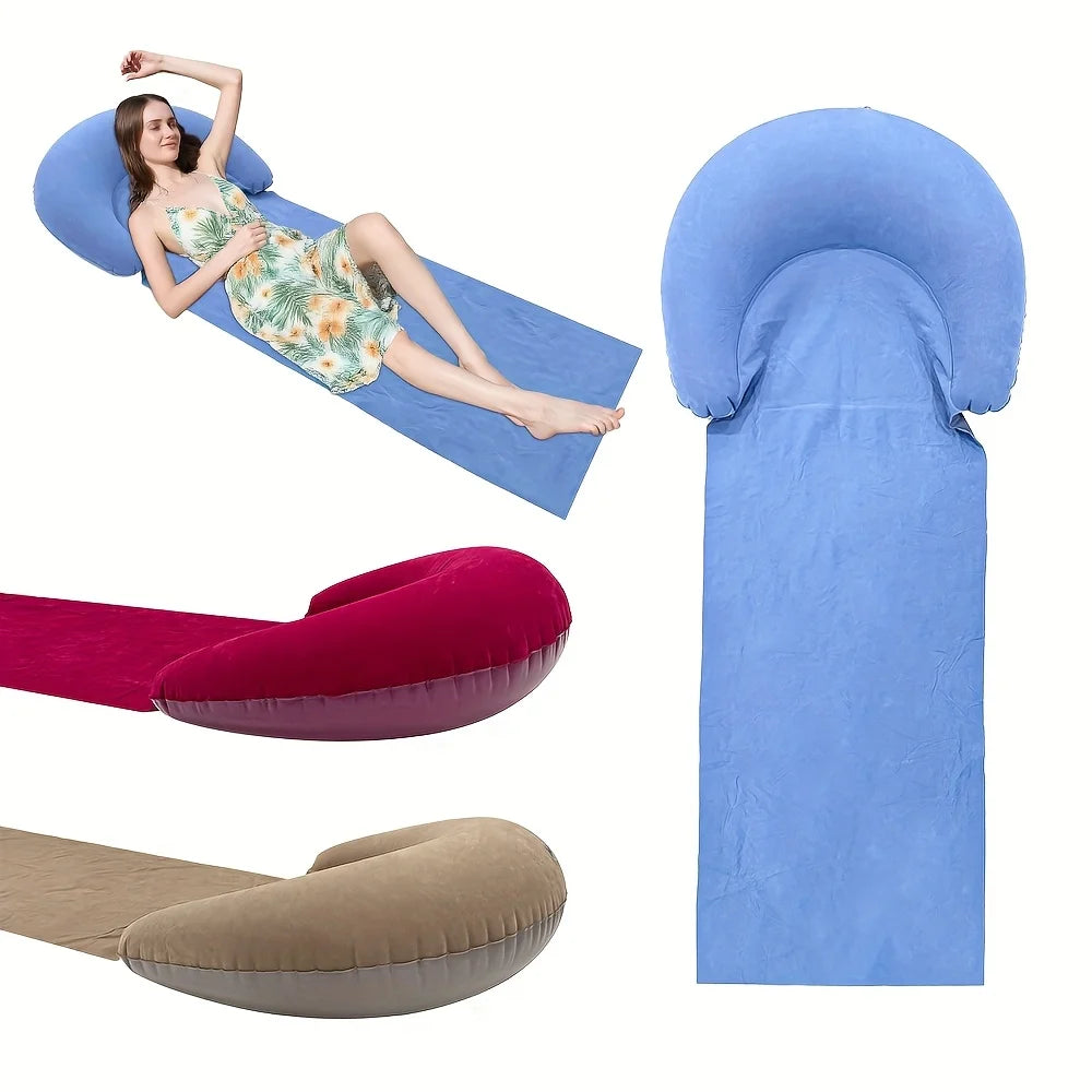 Beach Mat with Inflatable Headrest, Outdoor Mat,