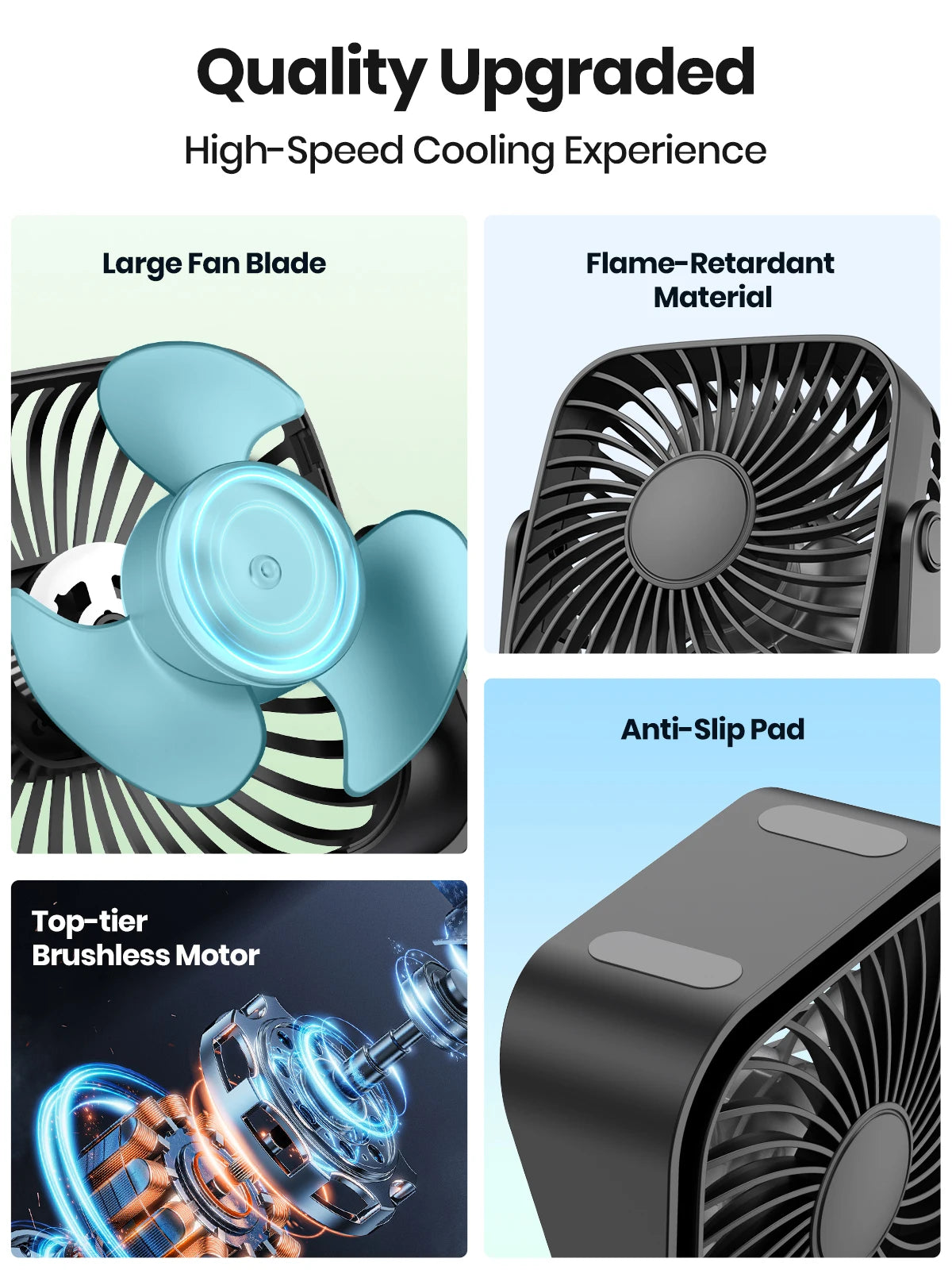 TOPK 4Inch USB Mini Portable Fan for Camping,