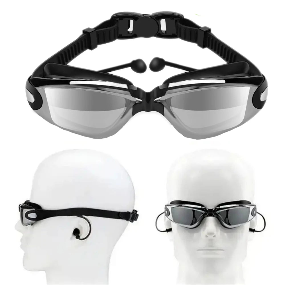 Swimming Goggles Adults Swim Glasses with Earplug Men Women