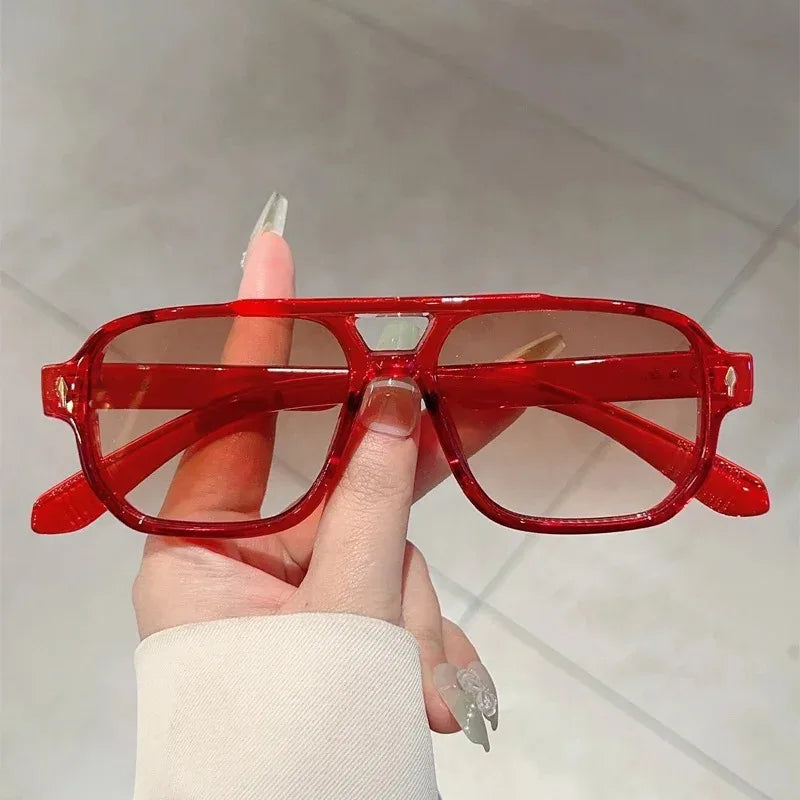 Vintage Double Bridges Men Square Sunglasses