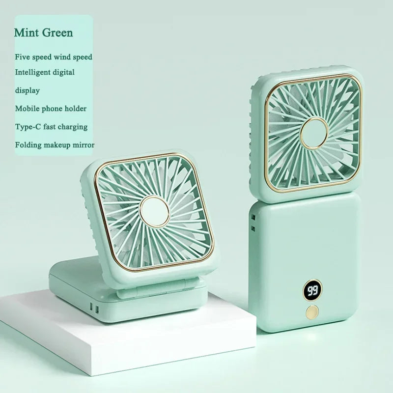 Portable Neck Fan Foldable Mini Handheld Fan with Power Bank USB