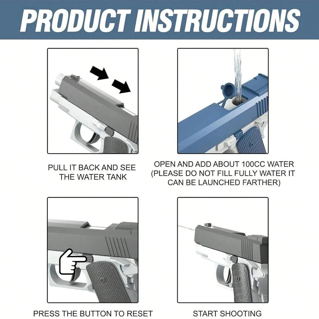 M1911 Water Pistol Toy - High-Power Squirt Gun for Kids