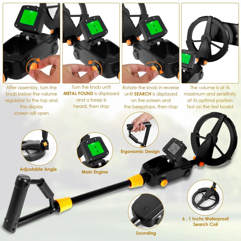 Metal Detector Adjustable Metal Detecting Tool Kit Gold Silver Finder Detector
