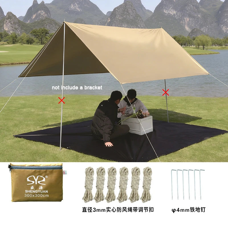 3*3m Rain and UV Resistant Canopy, Moisture-proof Wetland Mat,