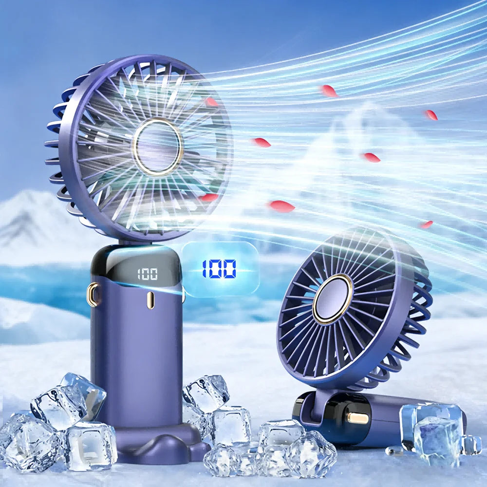 Portable Handheld Neck Fan, 5 Speeds, LED Display,