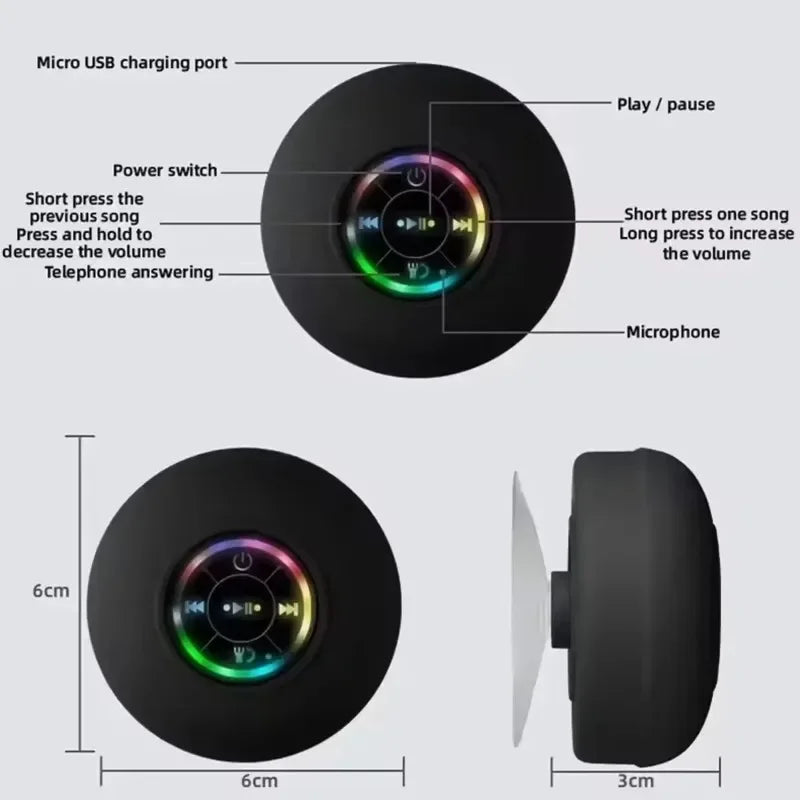 Mini Portable Bluetooth Audio IPX4 Waterproof Led Lights