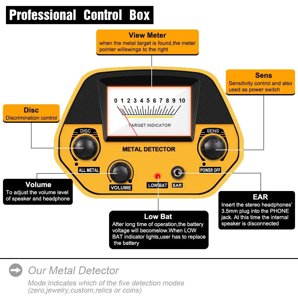 MD5090 Metal Detector Lightweight Treasure Hunting Gold Finder Detection