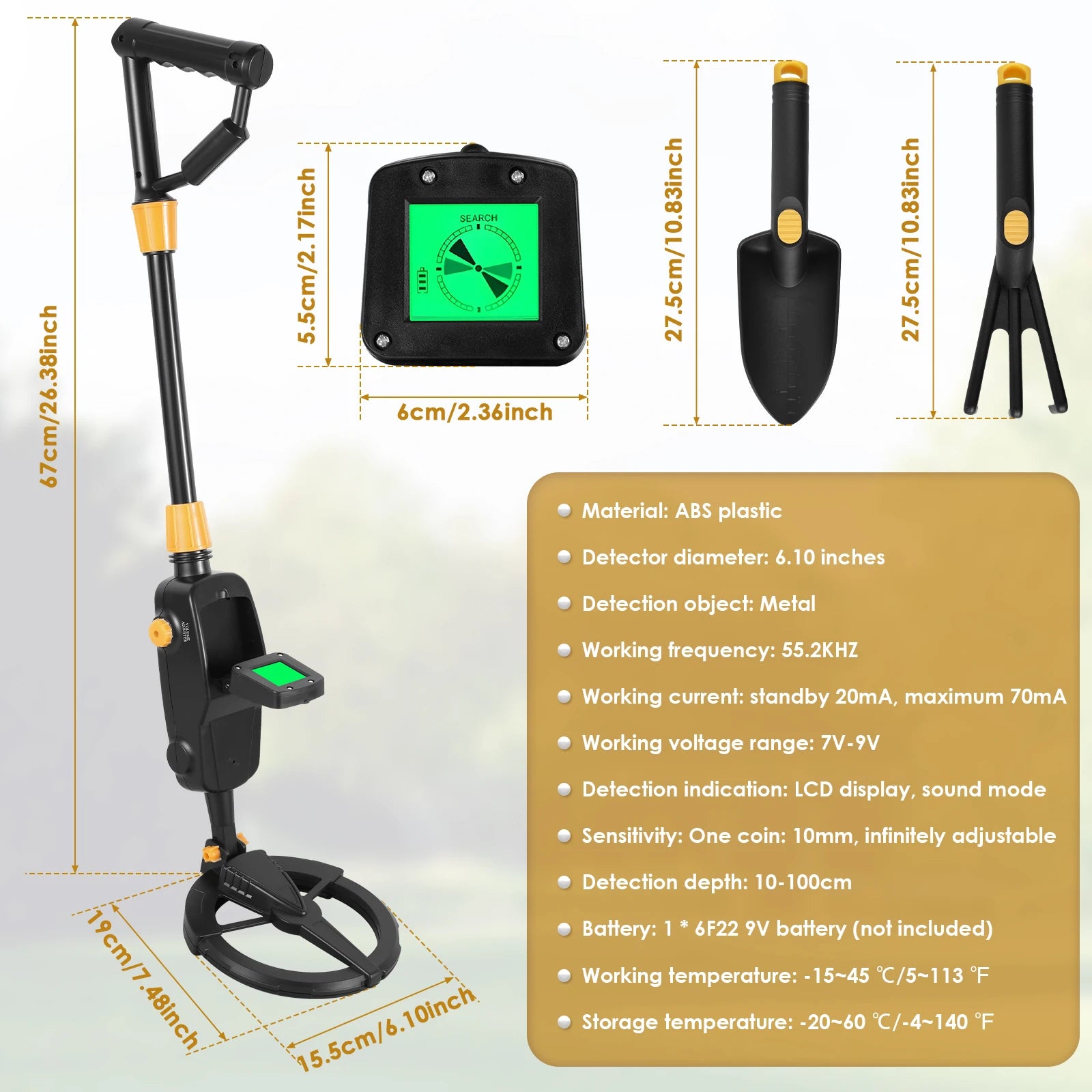 Metal Detector Adjustable Metal Detecting Tool Kit Gold Silver Finder Detector