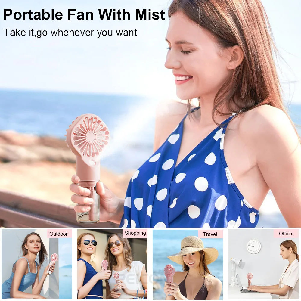Mini Handheld Mist Fan Portable USB