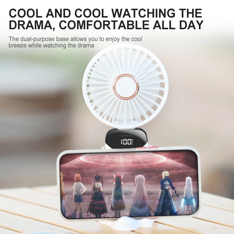 Portable Handheld Neck Fan, 5 Speeds, LED Display,
