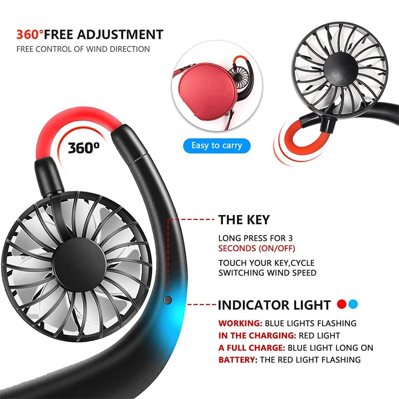 Neck Fan Portable Fan Hand Free Mini USB