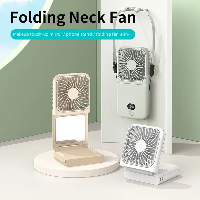 Portable Neck Fan Foldable Mini Handheld Fan with Power Bank USB