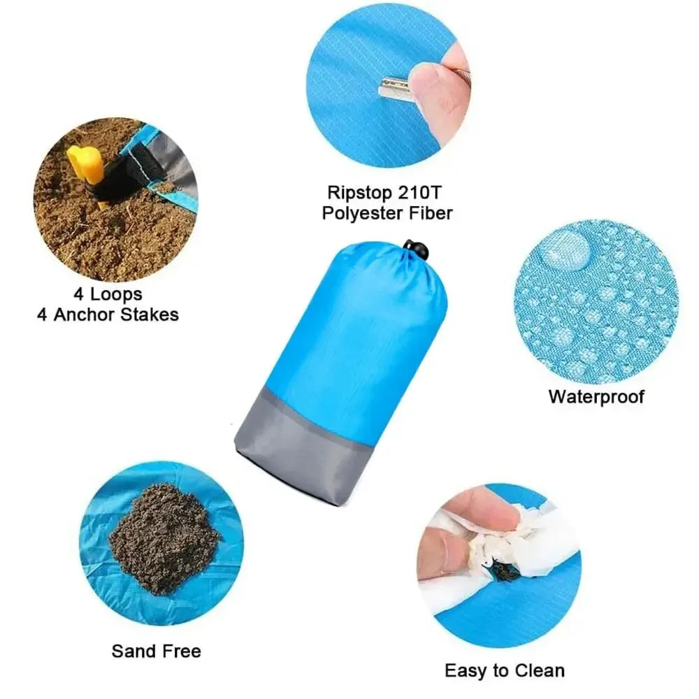 Beach Blanket Sandproof 200 X 140cm Waterproof Beach Mat