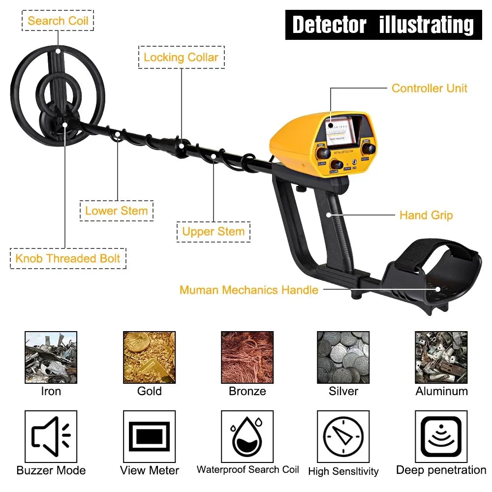 MD5090 Metal Detector Lightweight Treasure Hunting Gold Finder Detection