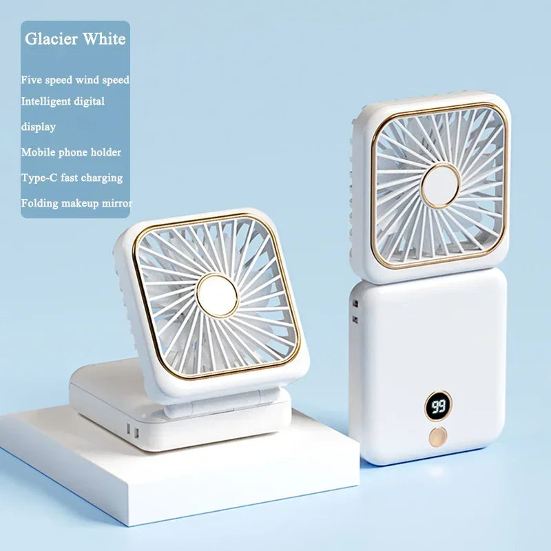 Portable Neck Fan Foldable Mini Handheld Fan with Power Bank USB