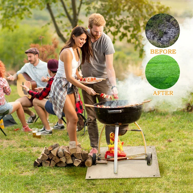 1pc Barbecue Fire Protection Pit Mat Camping Picnic