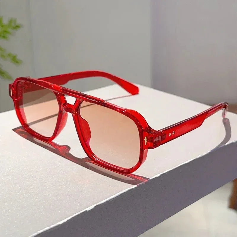 Vintage Double Bridges Men Square Sunglasses
