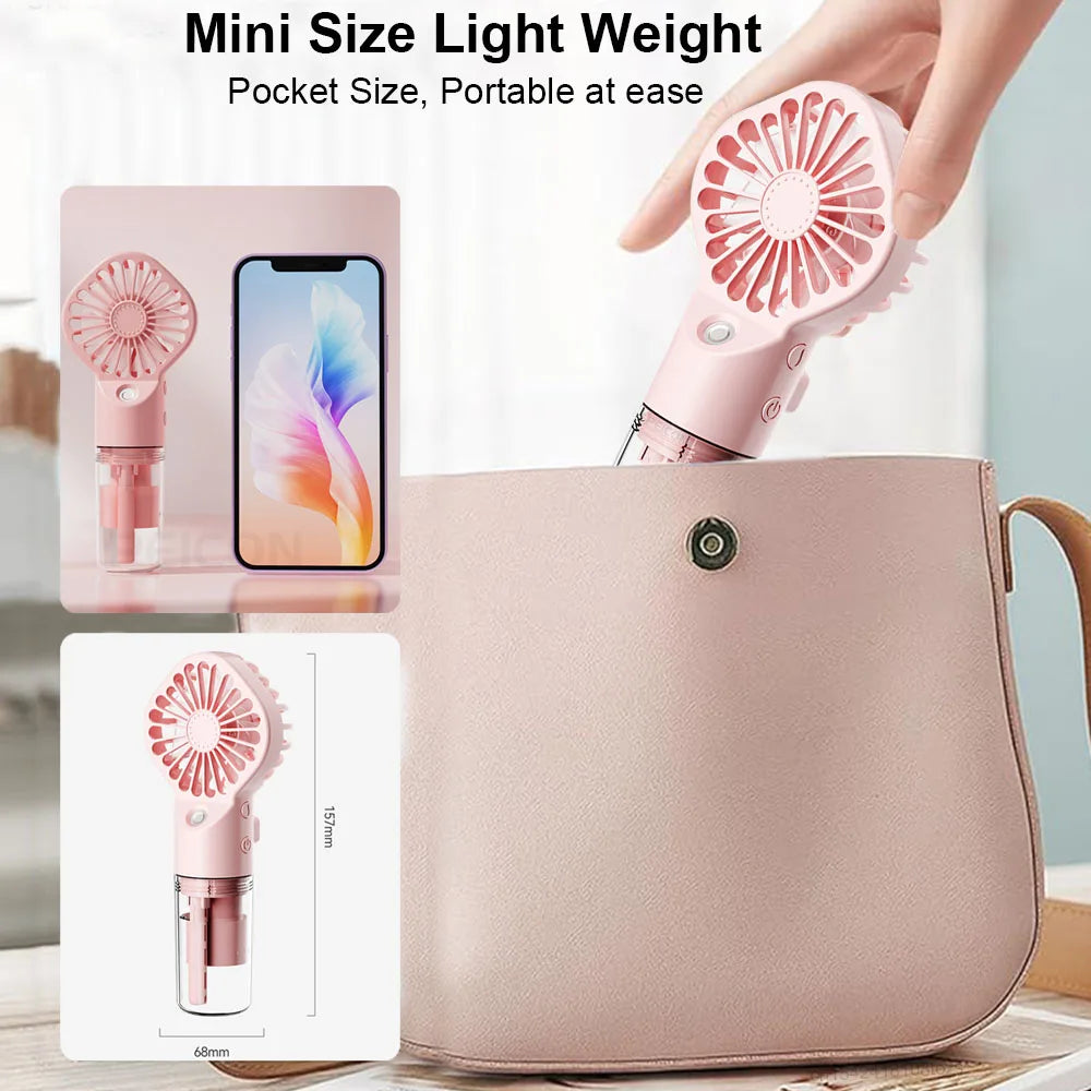 Mini Handheld Mist Fan Portable USB