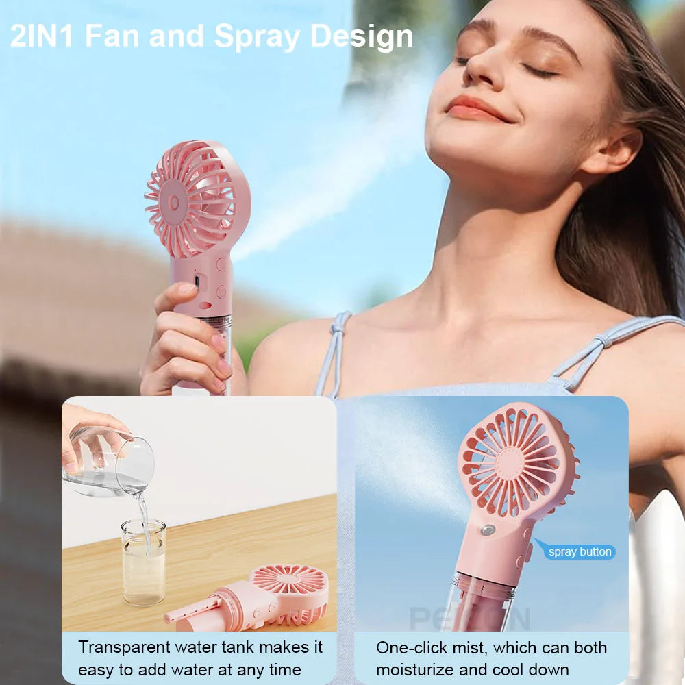 Mini Handheld Mist Fan Portable USB
