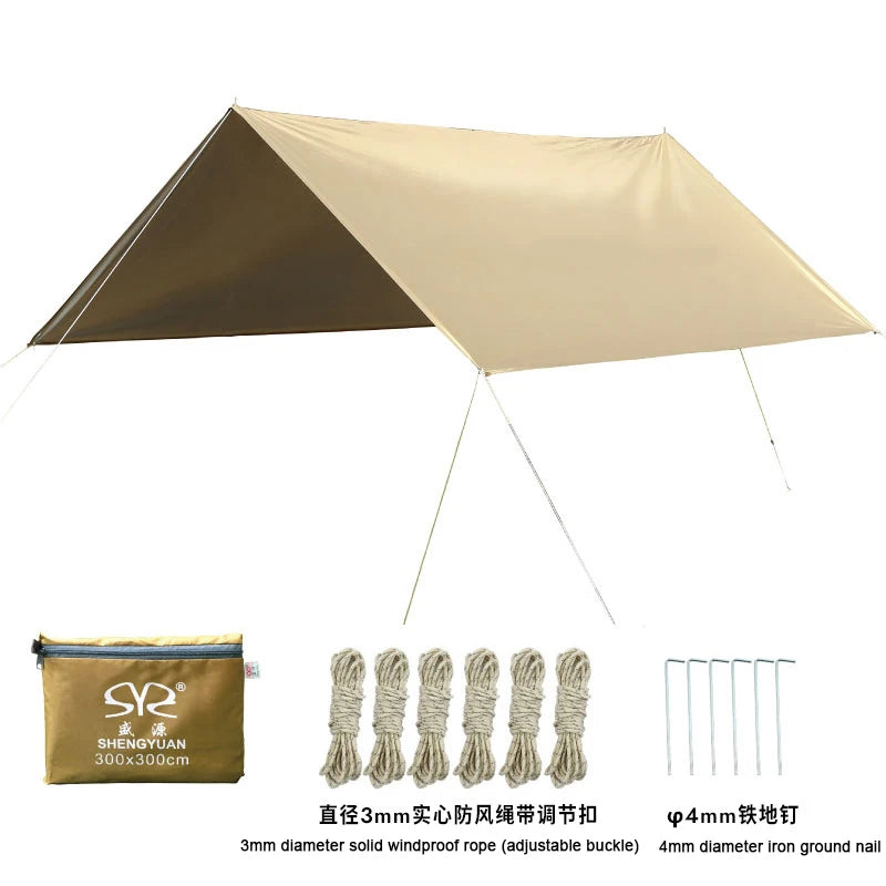 3*3m Rain and UV Resistant Canopy, Moisture-proof Wetland Mat,
