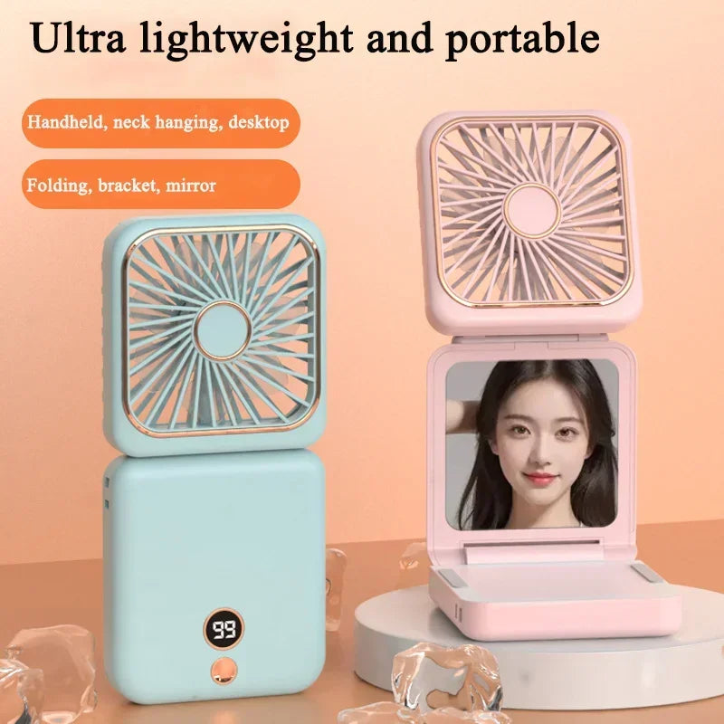 Portable Neck Fan Foldable Mini Handheld Fan with Power Bank USB