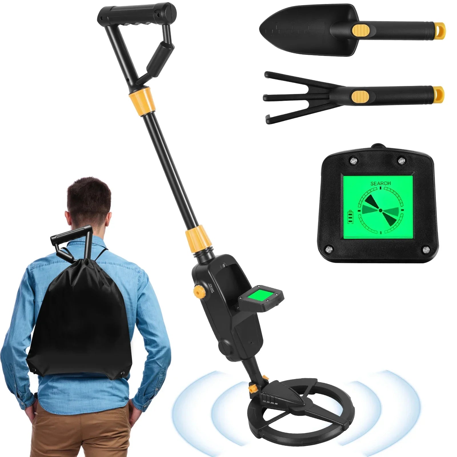 Metal Detector Adjustable Metal Detecting Tool Kit Gold Silver Finder Detector