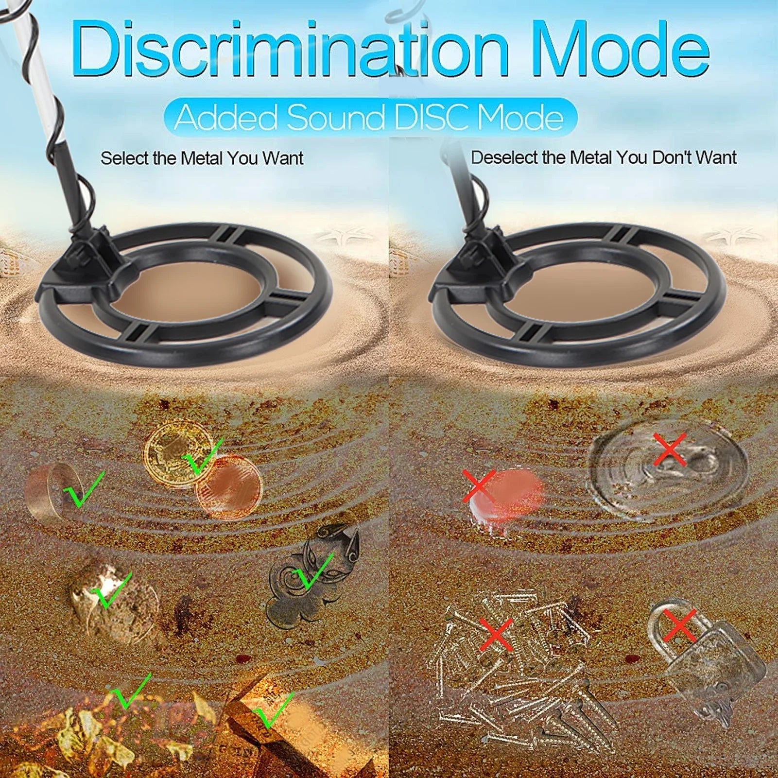 Metal Detector High Sensitivity Adjustable Waterproof Underground