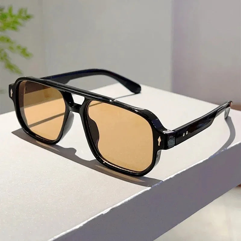 Vintage Double Bridges Men Square Sunglasses