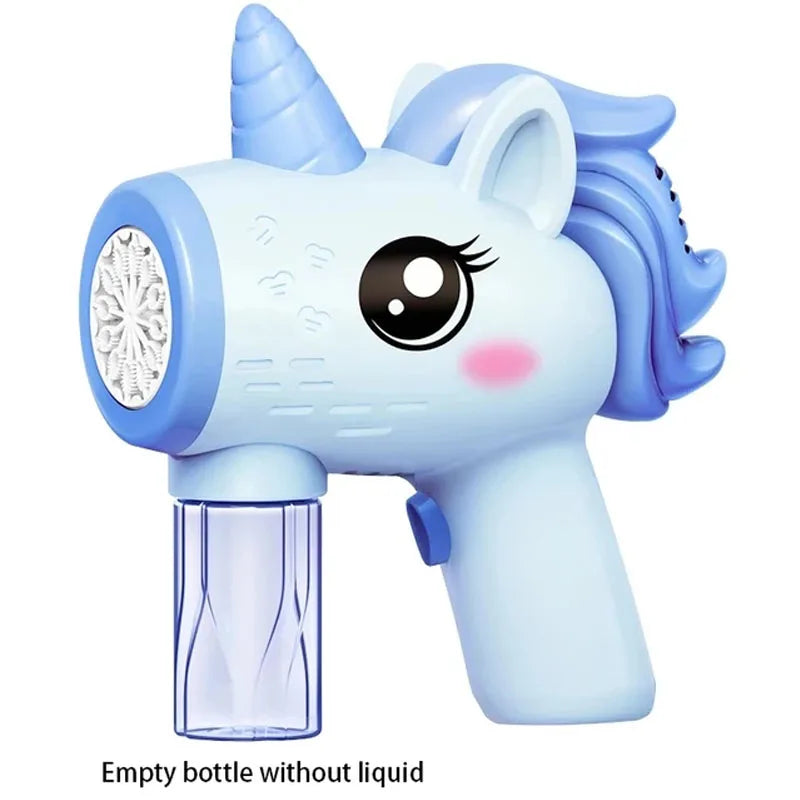 Unicorn electric bubble gun, toy bubble machine,
