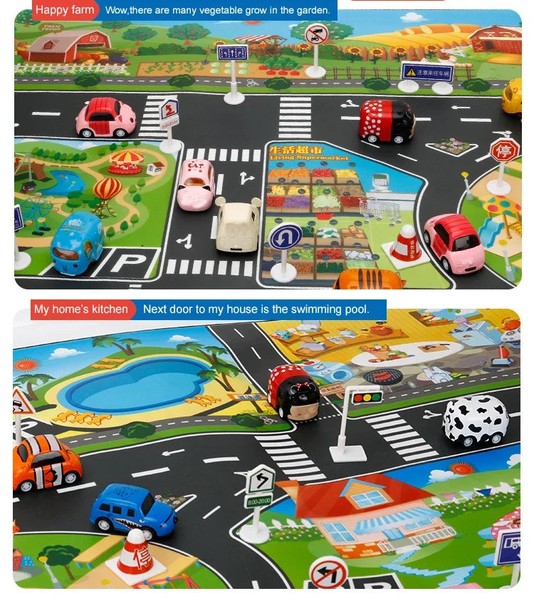 Baby Play Mat City Traffic Car Park Waterproof Parking